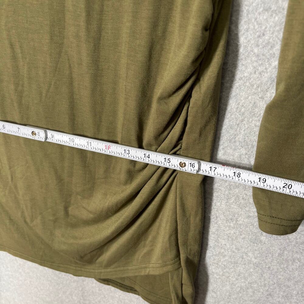 Mini Dress Womens XL Side Ruched Olive Army Pistachio Basic Minimal Matcha Thin - Picture 7 of 11